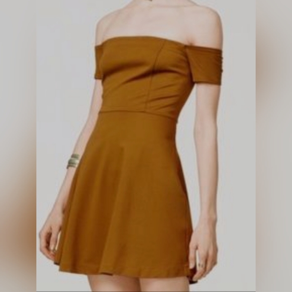 Free People Mambo Fit And Flare Mini Dress in Honey Sz S - Picture 1 of 3